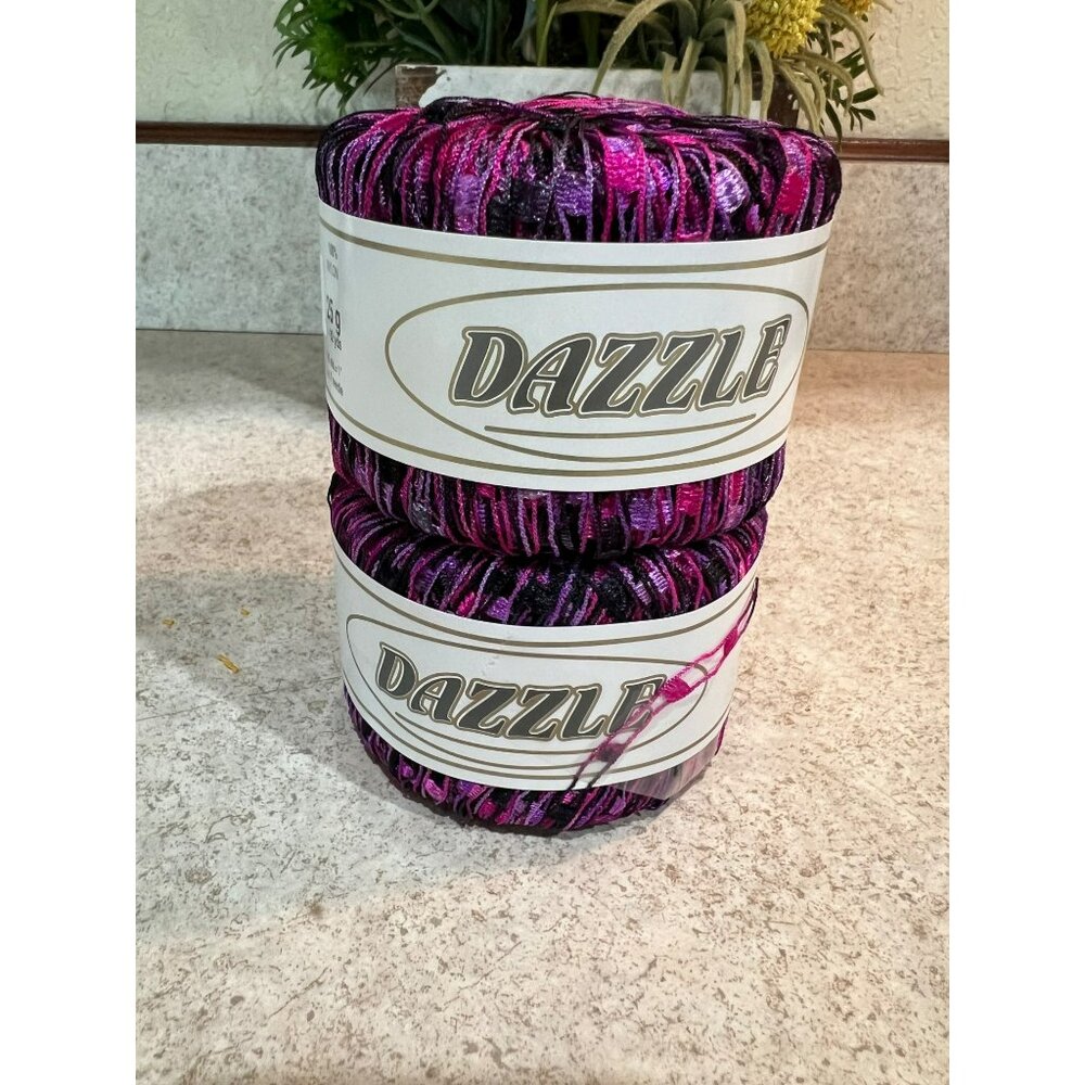 New Dazzle Knitting Fever Color 121 x 2 Shimmering Lacy